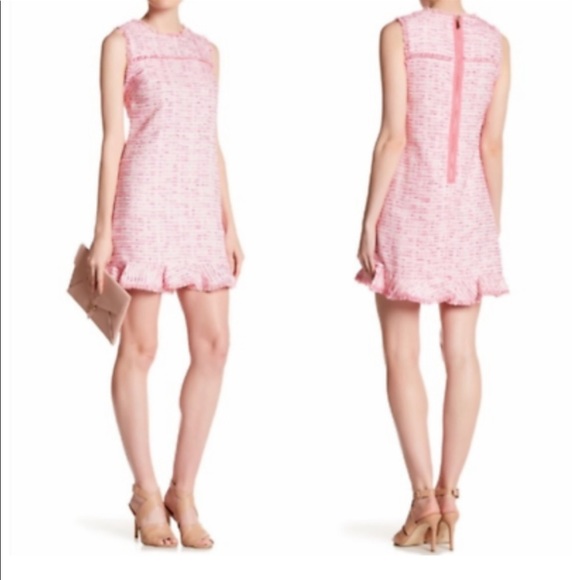 New CeCe Frayed Edge Pink Sleeveless A-Line Mini Dress - Picture 16 of 17